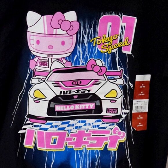 Men’s Hello Kitty Tokyo Speed Graphic T-Shirt M NEW with Tags Black Short Sleeve - Picture 1 of 3